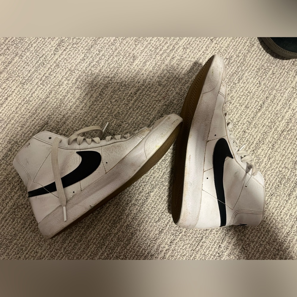 Nike White and Black High-Top Blazer Sneakers